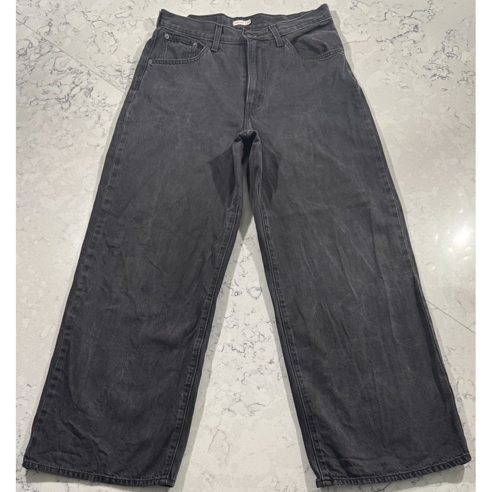 Levi's Cinch Baggy Jeans Womens 30x31 Washed Black High Rise Wide Leg Denim